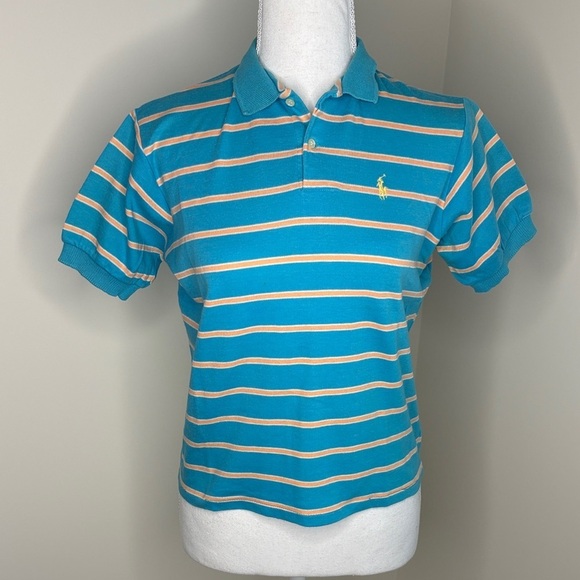 Vintage Other - Vintage Ralph Lauren Teal and Peach Polo Shirt. Child’s 18. Y2K